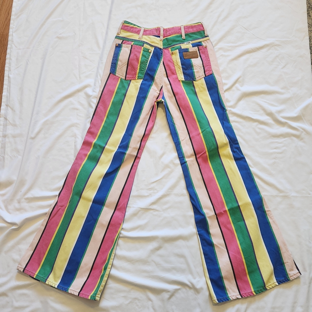 Wrangler Rainbow Stripe Wide-Leg Jeans - Pink, Green, Blue, Yellow, Cream - Picture 8 of 14